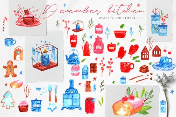 Dcember Kitchen Watercolor Clipart Set Review