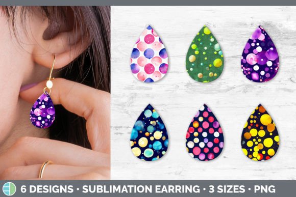 h1Watercolor Polka Dots Teardrop Earring Illustrations for Creative Sellers/h1