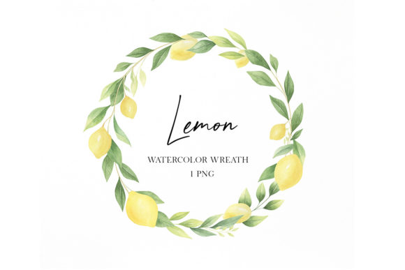 Lemon Watercolor Wreath Clipart & Illustrations