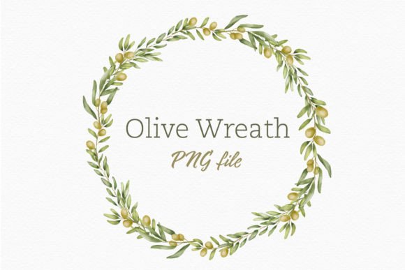 Olive Watercolor Floral Wreath Frame Png Illustrations