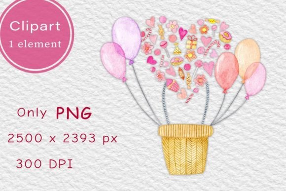 Pink Watercolor Balloon Illustrations for Crafts