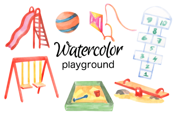 Playground Watercolor Clip Art & Illustrations
