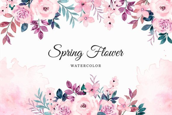 Soft Elegance Meets Brand Versatility: Spring Pink Rose Flowers with Watercolor