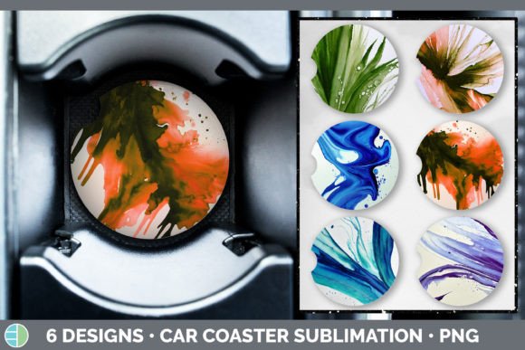 Watercolor Background Car Coaster Subl: A Fresh Illustration for Modern Branding
