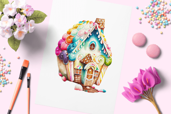 Watercolor Candy House 16: A Dreamy Illustration for Bloggers and Digital Publishers