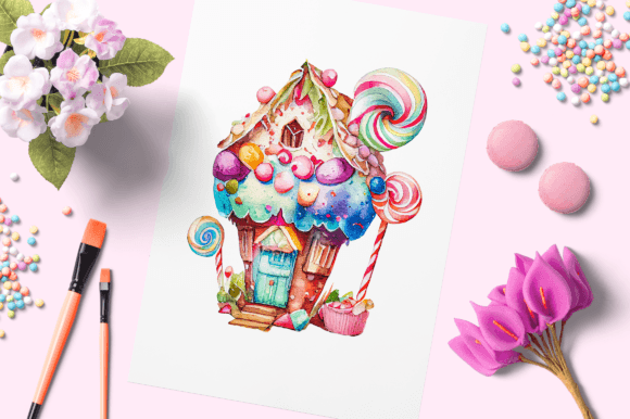 Watercolor Candy House 23 Illustrations for Crafters & Etsy Sellers