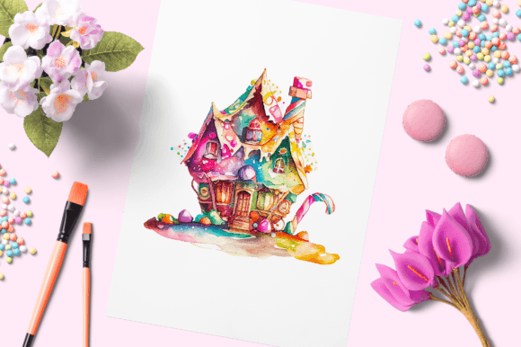 Watercolor Candy House 3 Illustrations for Digital Sellers