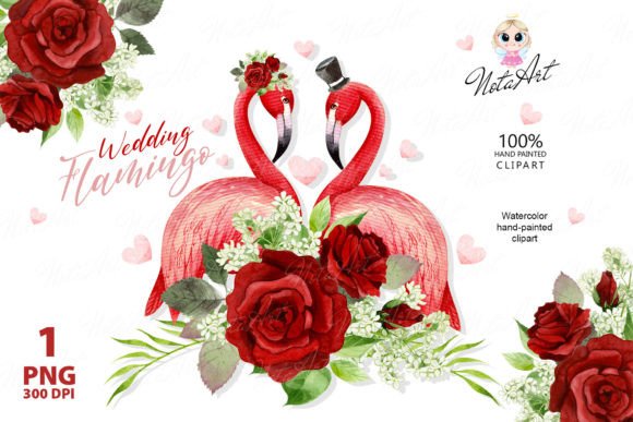 Watercolor Coral Flamingos Wedding Couple Review