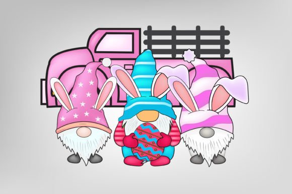 Watercolor Easter Gnome Truck Illustrations for Crafters & Etsy Sellers