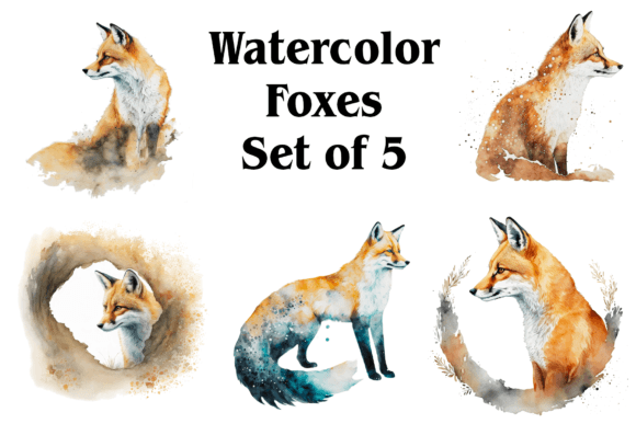Watercolor Foxes Illustrations for Creative Sellers