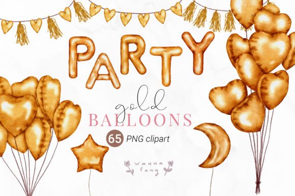 Watercolor Gold Balloons Clipart Review