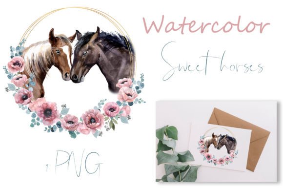 Watercolor Horse Clipart: Elegant Illustrations for Wedding & Branding Projects