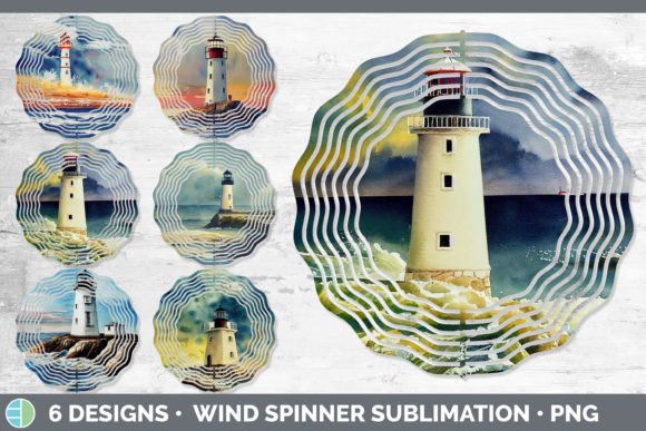 Watercolor Lighthouse Wind Spinner Sub: A Coastal-Inspired Illustration for Small Business Branding