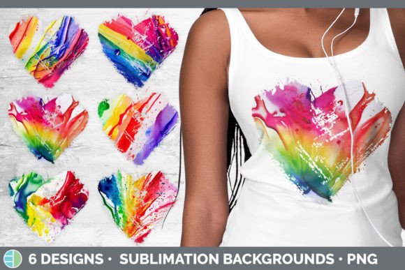 Watercolor Rainbow Heart Distressed Clip for Creative Sellers