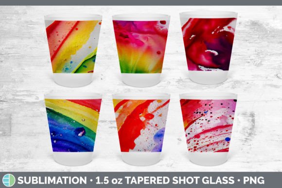 Watercolor Rainbow Shot Glass Illustrations for Local Brand Charm