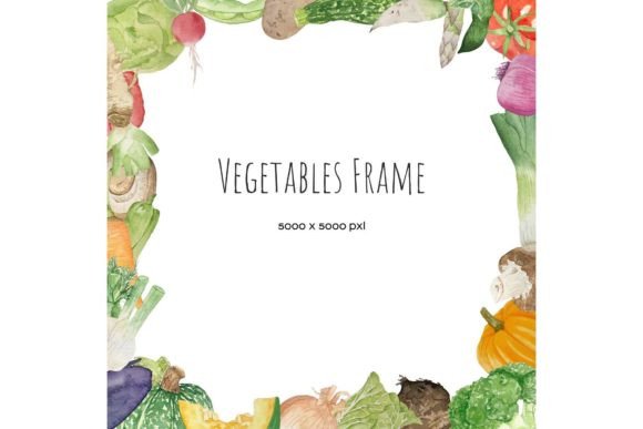 Watercolor Veggies Frame: Illustrations for Crafts