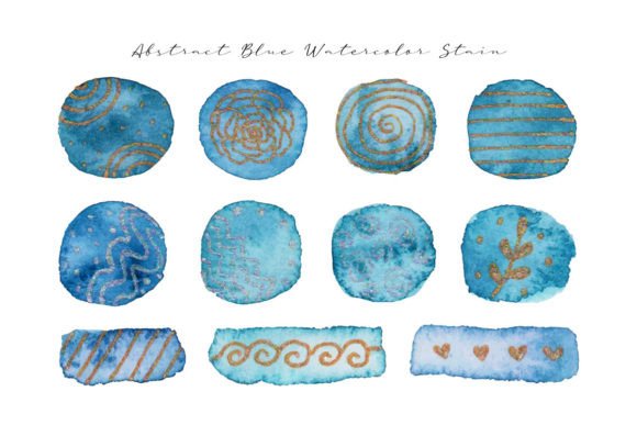 Winter Blue Watercolor Stain Illustrations for Real Crafting Magic